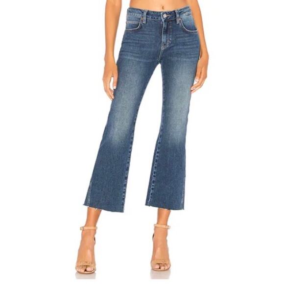 Free People Rita Crop Flare Jean Raw Hem Medium Wash Women's 29 Boho - Picture 1 of 11